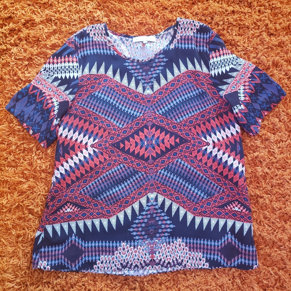 Matison Stone Silk Print Top